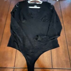 Black Lace Long Sleeve Bodysuit